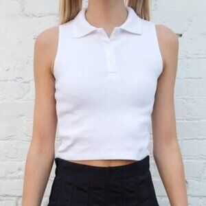 Brandy Melville Colleena White Cropped Polo Tank Sleeveless One Size